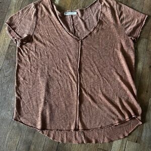 Project Social T Rust Short Sleeve V-Neck Top